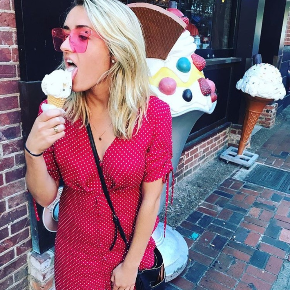 Red xsmall for love & lemons polka dot dress.